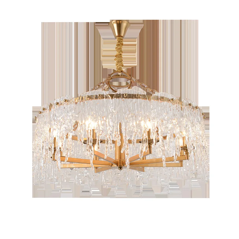 Современная стеклянная золотистая Круглая Люстра для гостиной спальни