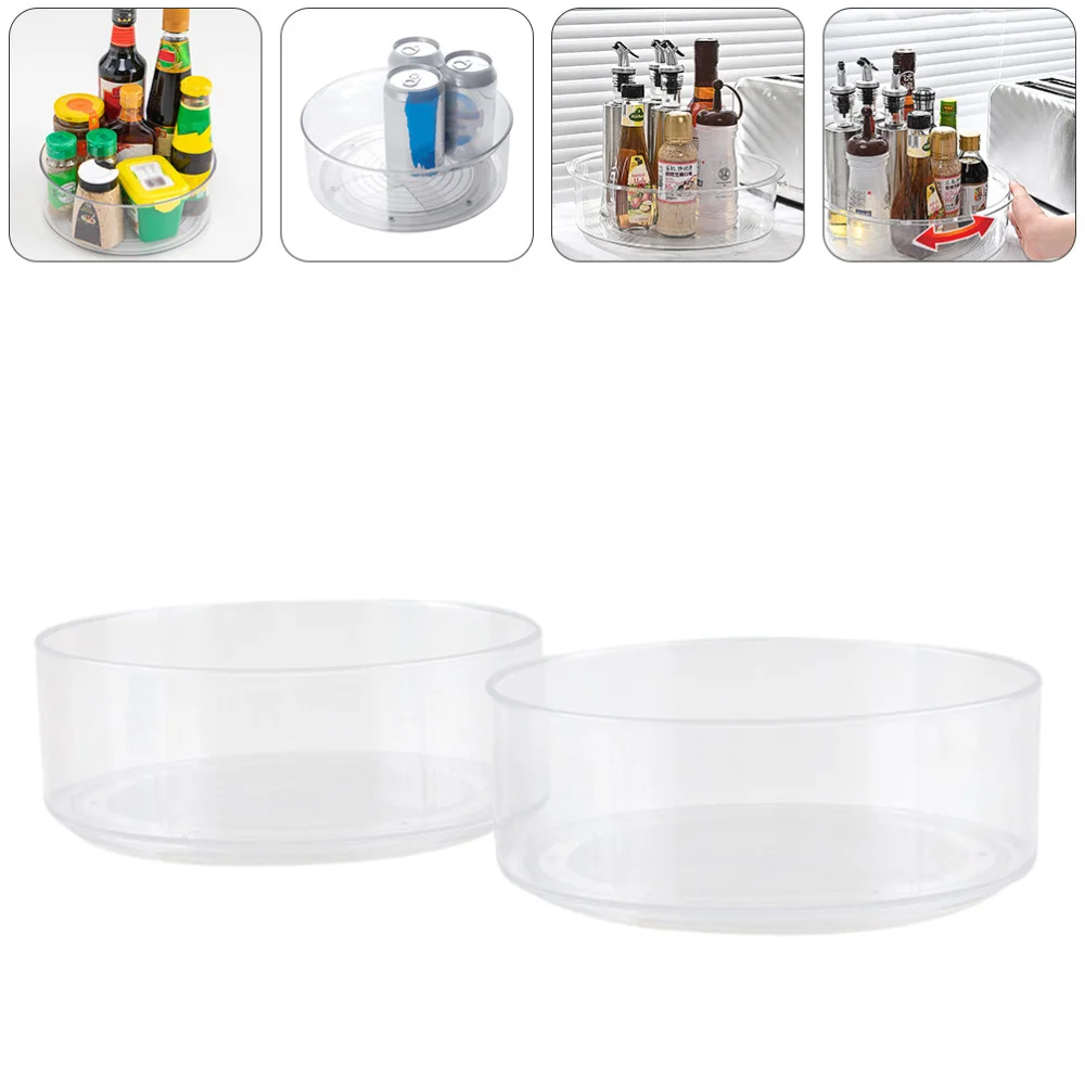 

2pcs Round Storage Holders Seasoning Containers Storage Boxes (Transparent)