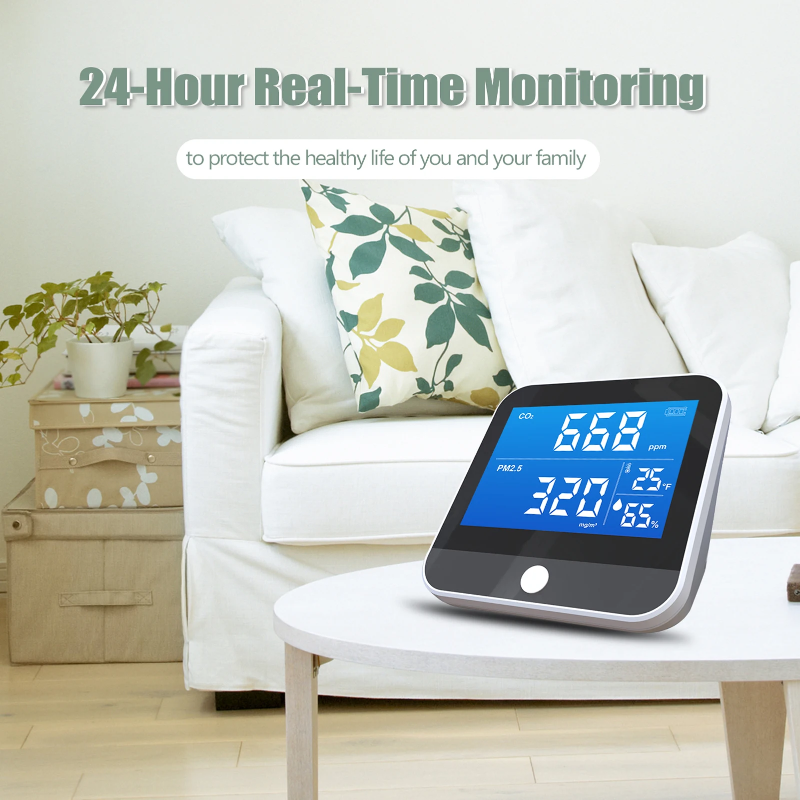 

Portable Air Quality Monitor Digital CO2 Meter co2 Sensor Common Display Screen CO2 PM2.5 Temperature Humidity Detector Monitor