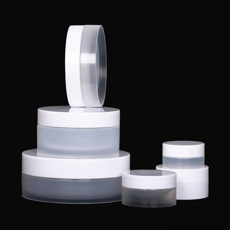 

20pcs Plastic Jar Empty Cosmetic Containers Clear Pots with Lids White Cap Cream Box Container Tin Frosty 3g 5g 10g 30g 50g 100g