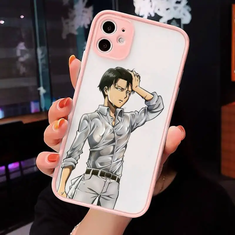 

Anime Japanese attack on Titan Phone Cases Matte transparent For Pink iPhone 12 Mini 11 Pro XR XS Max 7 8 Plus X Back Cover
