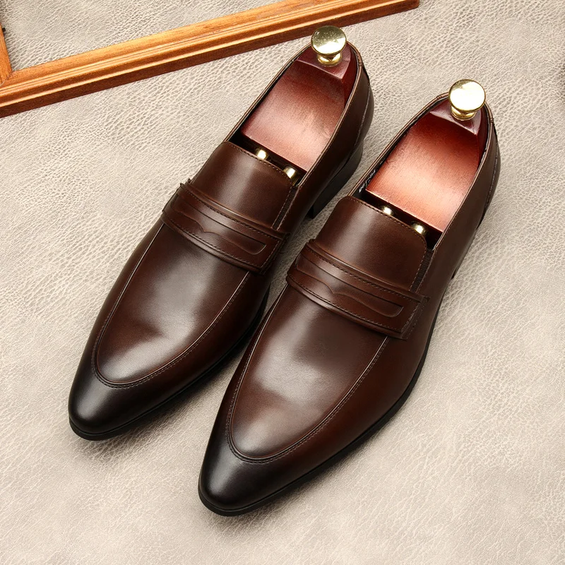 

Деловые туфли больших размеров EUR45, черные/коричневые/темно-коричневые, офисные туфли из натуральной кожи, мужская обувь