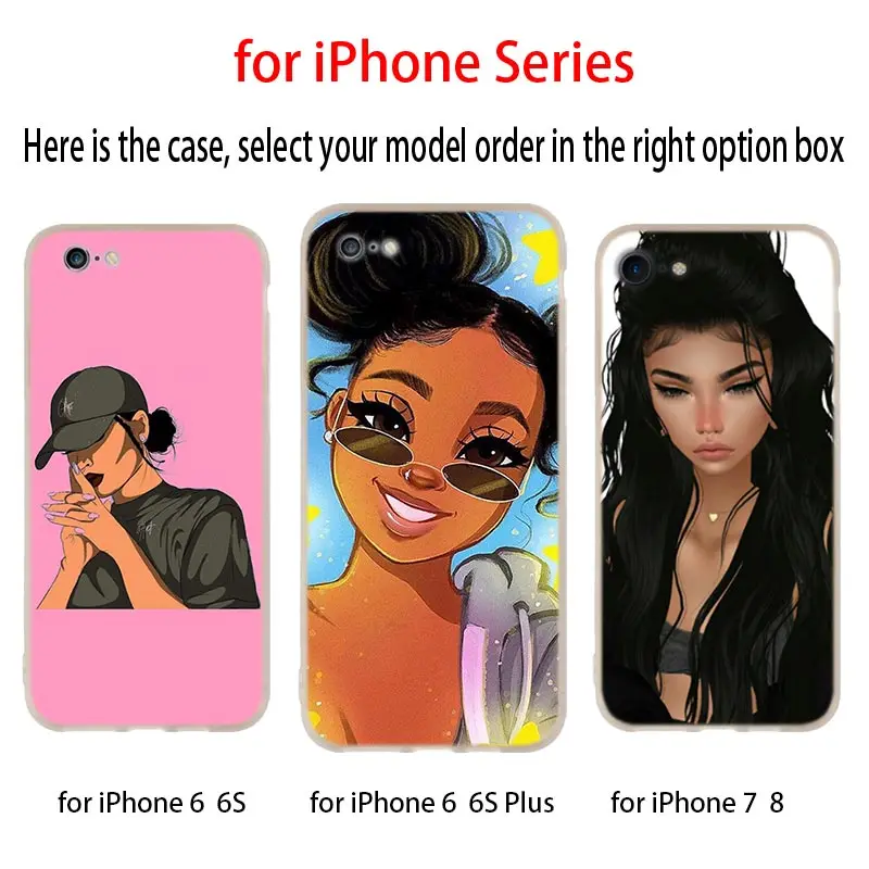 Soft Silicone Case For iPhone 13 12 11 Pro 7 8 6 6s Plus XR XS Max Cover Mini SE 2020 Funda Etui Afro Girls Art | Мобильные телефоны