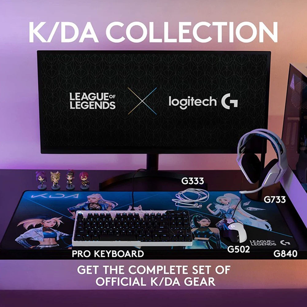 

Logitech KDA G733 Wireless Headphone G304 Wireless Gaming Mouse G PRO Mechanical Keyboard G840 keyboard Mouse Pad KDA Game Suit