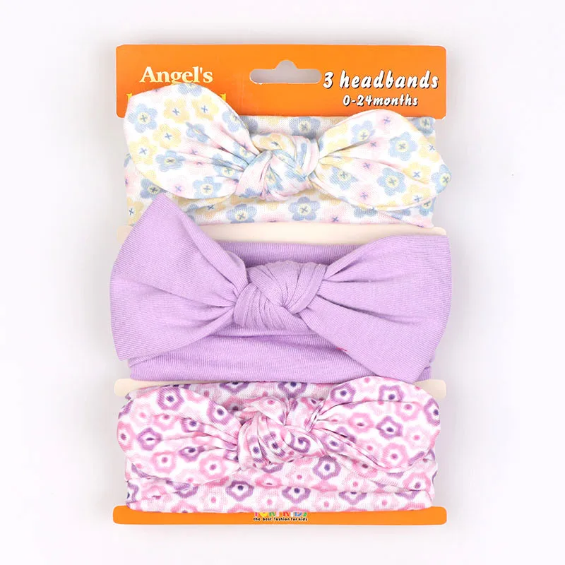 Модные хлопковые детские повязки на голову с бантом эластичные для девочек