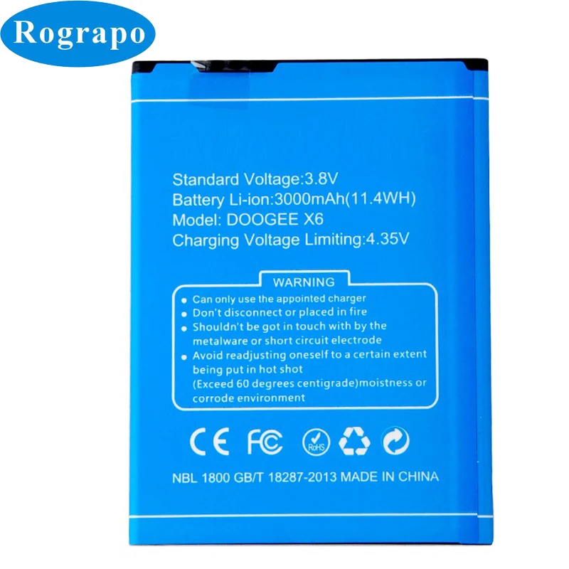 Full New 3.8V 3000mAh Replacement Battery For DOOGEE X6 Pro Bateria Batterij Mobile Phone Batteries | Мобильные телефоны и