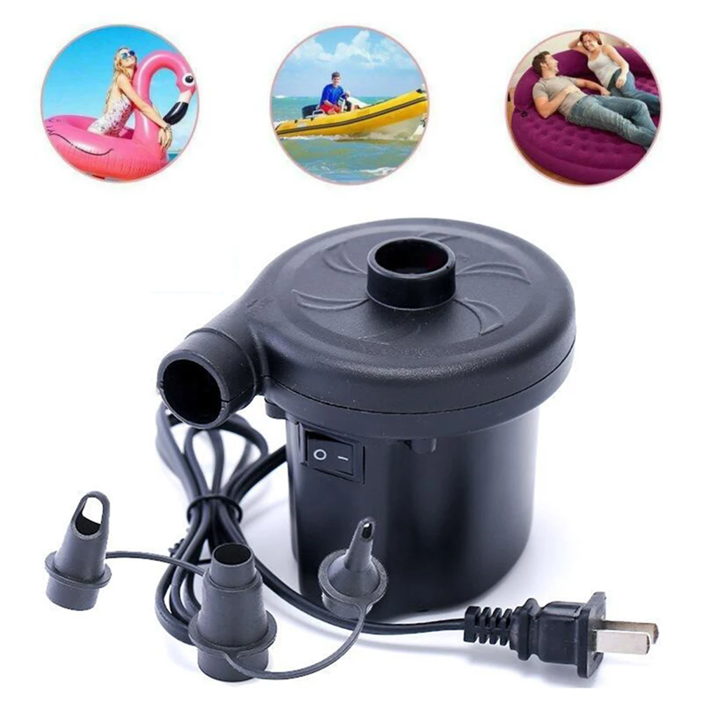 

Electric Air Pump Potable Inflatable Compressor For Mattress Raft Boat Bed Swimming Pool Fast Air Filling Inflator With 3 Nozzle