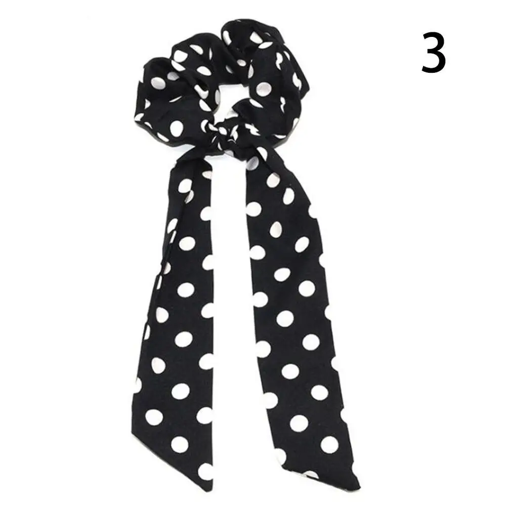 13 Floral Print Elastic Knot Ribbon Scrunchies Women Vintage Big Bow Fabric Hair Ties Girls Satin Hair Accessories Soft Hairbands - Цвет: 13