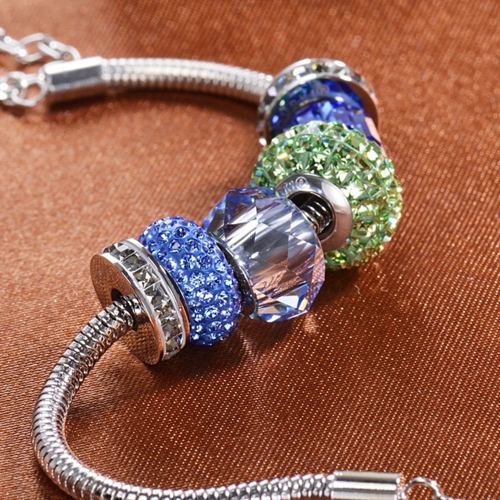 

Blue cheats inlaid with crystal beads fixed beads Fit Bracelets