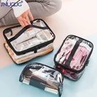 Прозрачная косметичка, портативная прозрачная косметичка из ПВХ, маленький туалетный органайзер для женщин, Дорожный Чехол для ванны на молнии