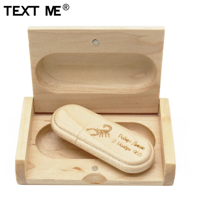 TEXT ME (более 10 шт. бесплатный логотип) Деревянный usb + коробка флеш накопитель