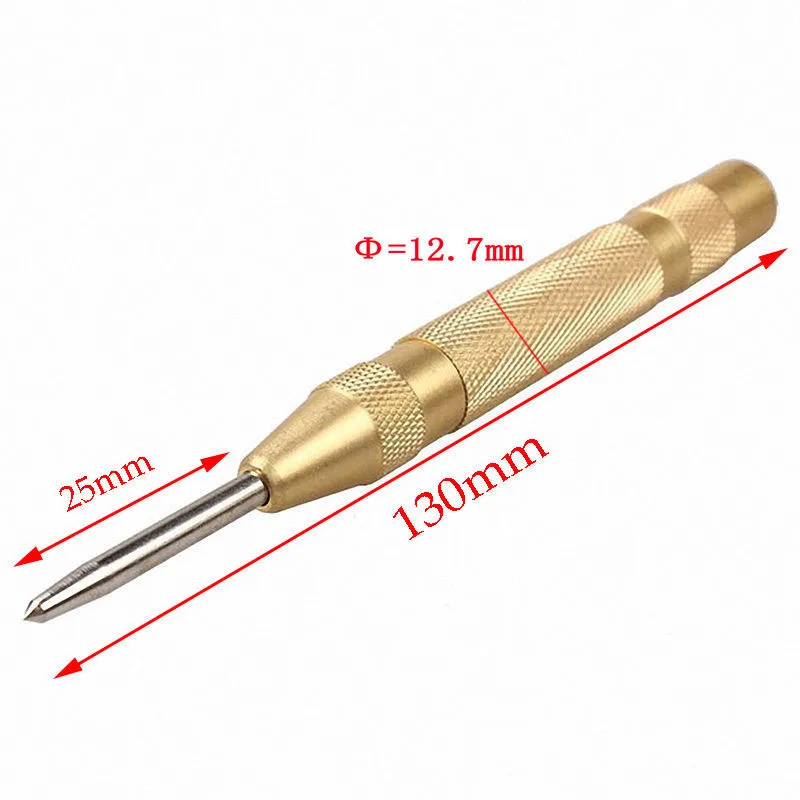

Newest Brass Glass Striker Automatic Center Pin Punch Spring Loaded Marking Starting Holes Tool Woodworking Center Punch Holes