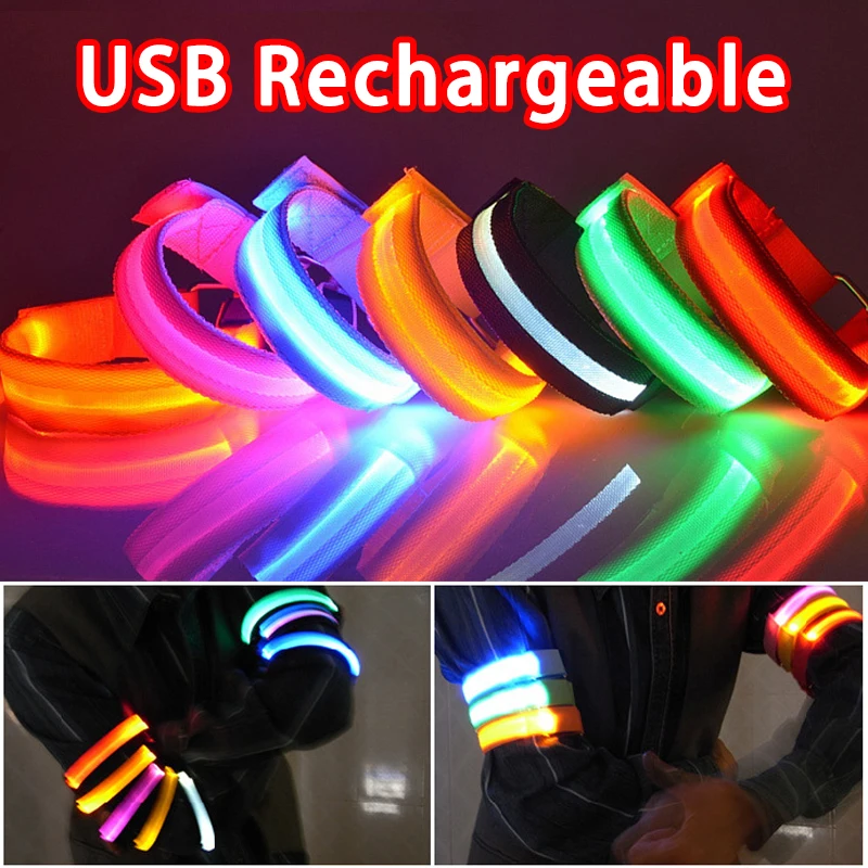 

Наручный спортивный нарукавник для ночного бега светодиодная подсветка USB Перезаряжаемый ремень безопасности для ног нарукавника фонарь д...