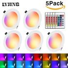 Круглая утопленная Светодиодная лампа LVJING 5 шт.лот, 5 Вт, RGB, 110 В, 220 В, 230 В, 240 в, светодиодная лампа для спальни, кухни, комнатное светодиодное точечное освещение
