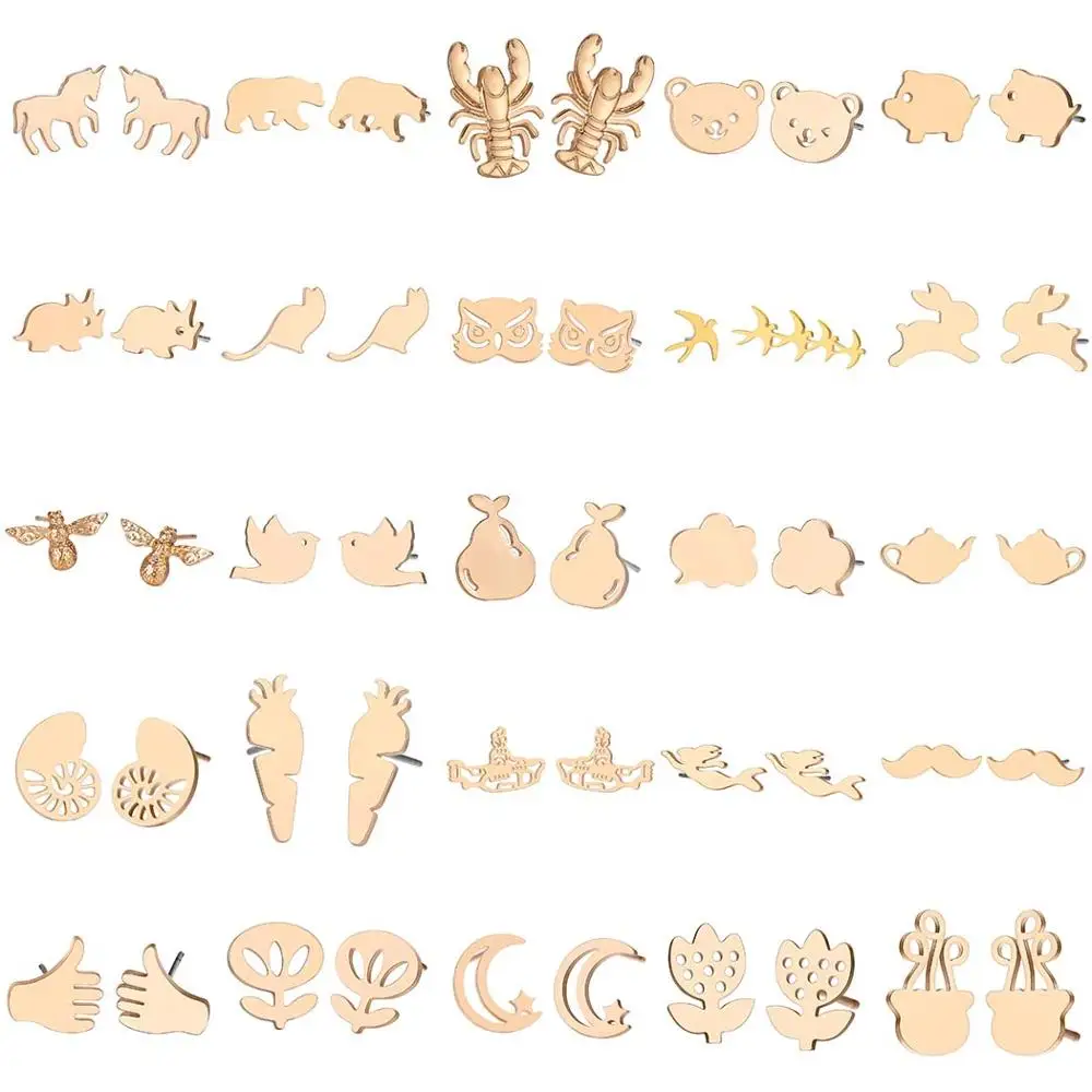 Серьги QIAMNI в виде моркови лодки русалки бороды груши чайника серьги-гвоздики для