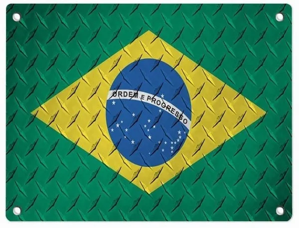 

Флаг Бразилии-металлическая алмазная пластина с текстурой патриотический Популярный Домашний Настенный декор жестяной знак металлически...