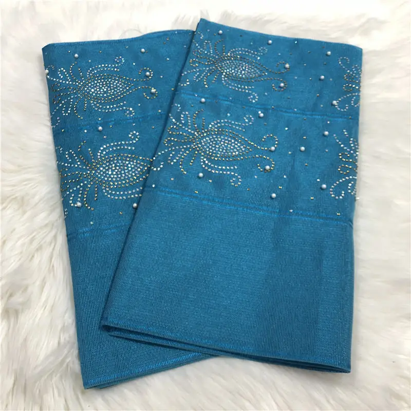 Африканский gele головной убор aso oke головной убор с бисером нигерийские Стразы gele головной убор мода для вечерние 2 шт./лот-AH30 - Цвет: 28