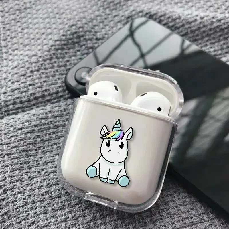 

Чехол для Apple AirPods 1/2 с милым мультяшным единорогом радужной девушкой