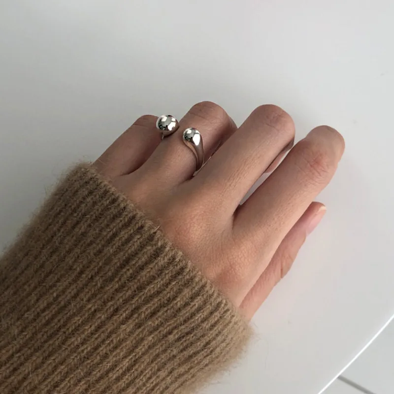 

Vintage Drop Shaped Ring For Women Korean Style Smooth Minimalist Handmade Adjustable Ring Korean Fashion Jewelry Accessories
