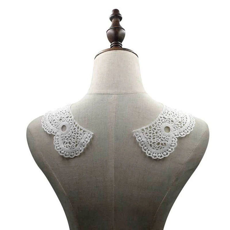

1 Pair Hot Sold Floral Lace Collar Fabric Trim DIY Embroidery Lace Fabric Neckline Applique Sewing Craft Patch Scrapbooking
