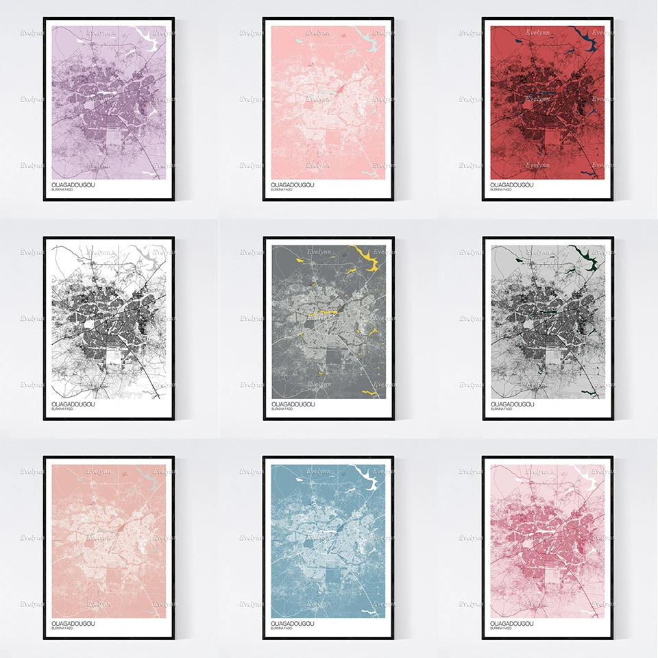 Уадабруу Буркина-Фасо скандинавский Ретро минимализм картина плакат и печать на