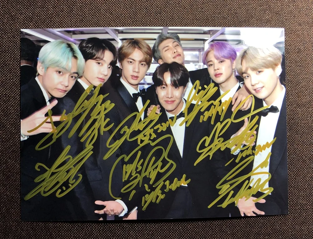 Ручная подпись Bangtan Boys V JIN JIMIN SUGA J HOPE автографом Группа фото 5*7 1219O1|bts photo|photo