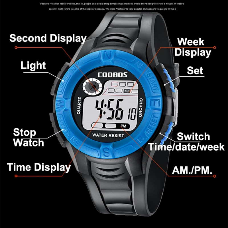 Детские Водонепроницаемые часы для спорта на открытом воздухе мальчиков