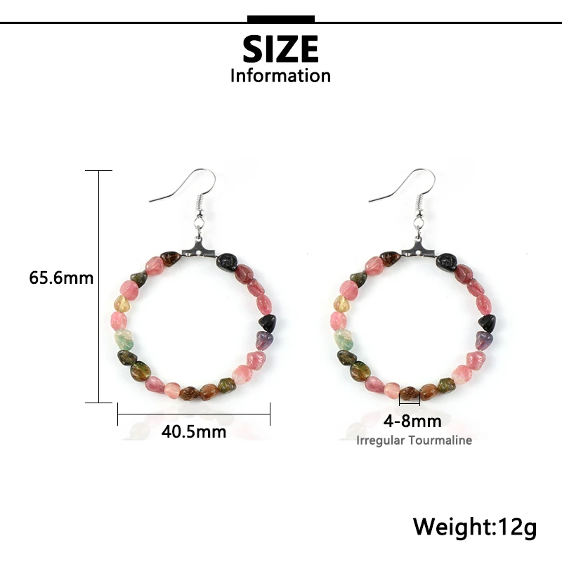 Женские серьги с натуральным камнем красочные турмалиновые висячие роскошные