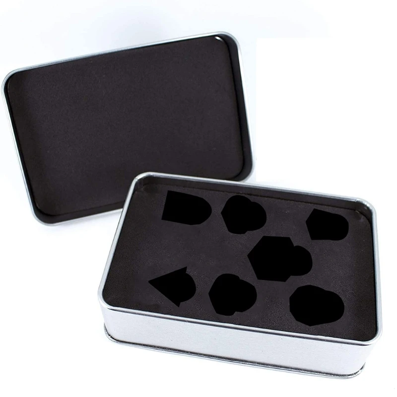 

A5KC 7Pcs Metal Dice Multi-faceted Dice Different Sizes Digital Number Dice with Box For Kid Educational Toys DIY Board Games