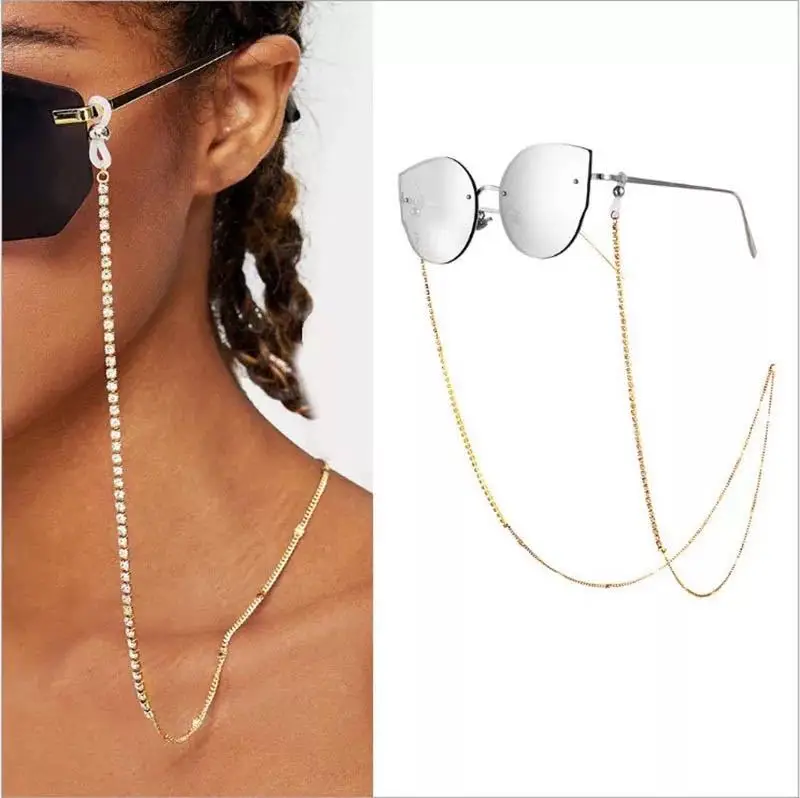 

Dropshipping jewelry trend women's diamond inlaid glasses chain mask rope glasses anti-skid chain hanging rope manufacturer