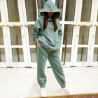 Женский размера плюс спортивный свитер с капюшоном для бега, теплая одежда, Женский пуловер из двух частей, куртка, повседневный костюм