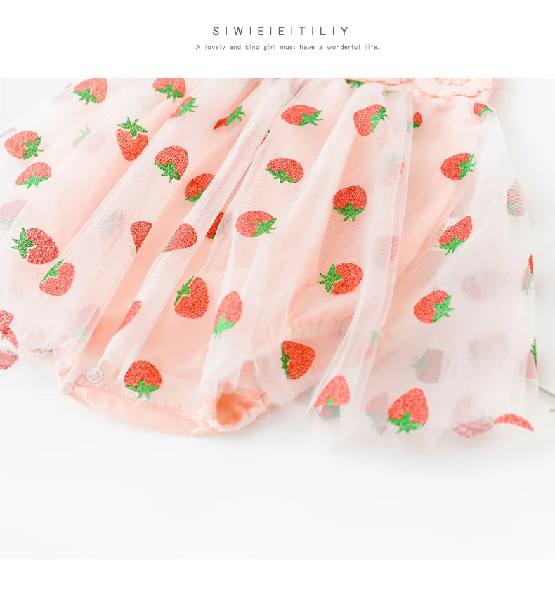 

WLG Baby Girls Clothes Kids Summer Strawberry Printed Mesh Strap Romper Toddler Girl Cute Rompers for 6-24M