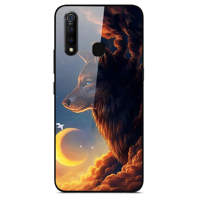 

For VIVO Z5X Phone Case Tempered Glass Case Back Cover With Black Silicone Bumper Series 3