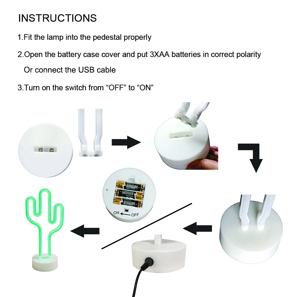 Творческий Зеленый Кактус неоновый ночной Светильник детский ночник для детской
