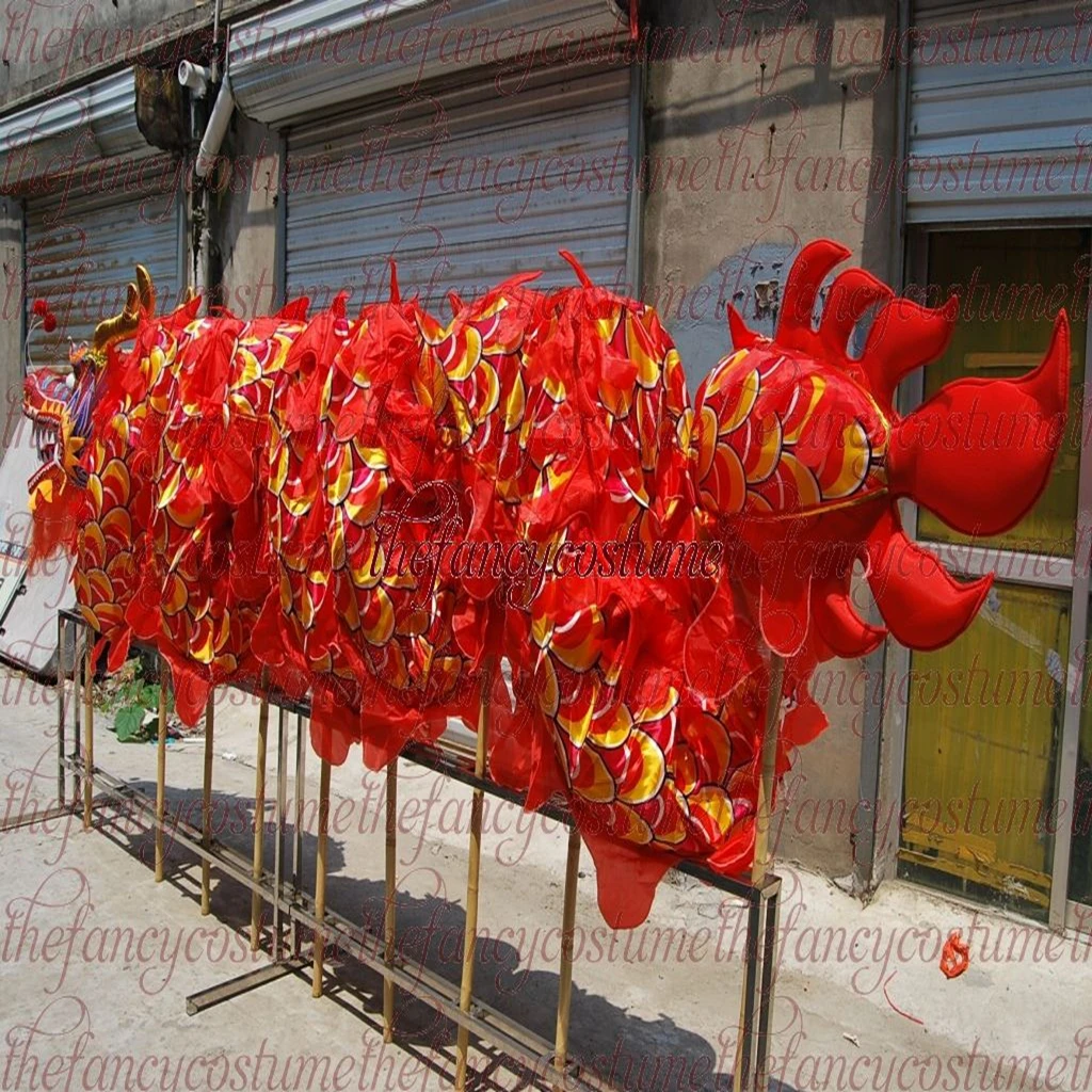 14m 8 adult Length Size 4 silk print fabric DRAGON DANCE parade ornament dragon Chinese Folk Festival Halloween Mascot Costume |