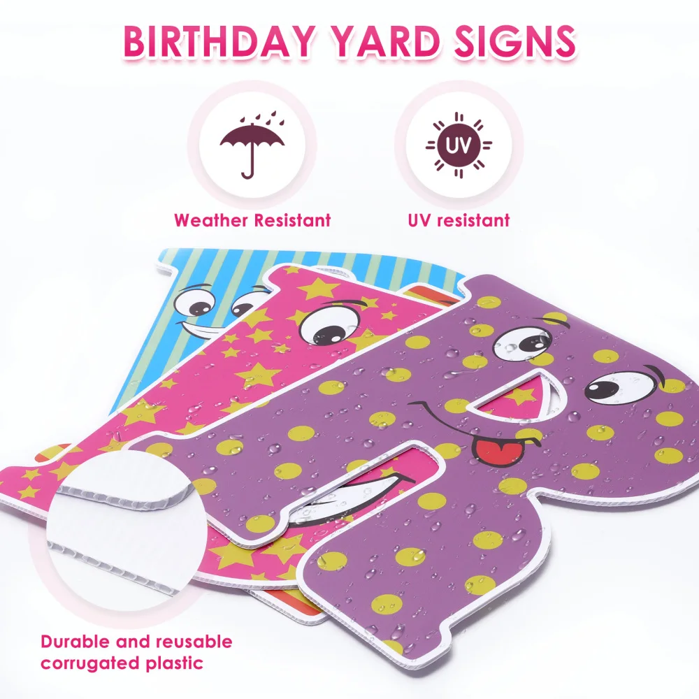 

ABOOFAN 15PCS Outdoor Birthday Yard Sign Letter Lawn Decorations Birthday Parties Supplies