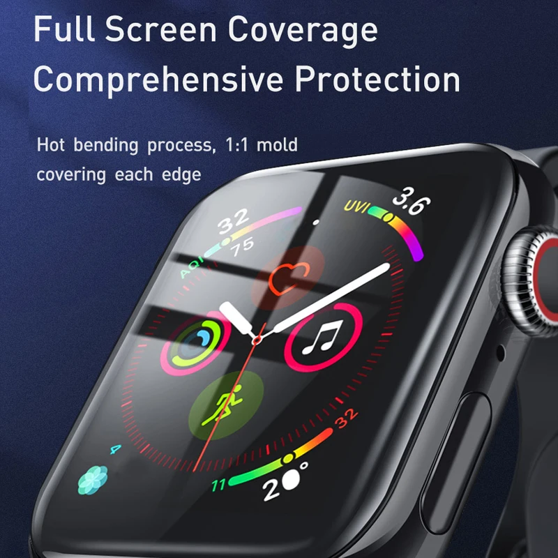 Закаленное стекло с полным покрытием для Apple Watch Band watch 4 5 iwatch 38 40 мм изогнутая