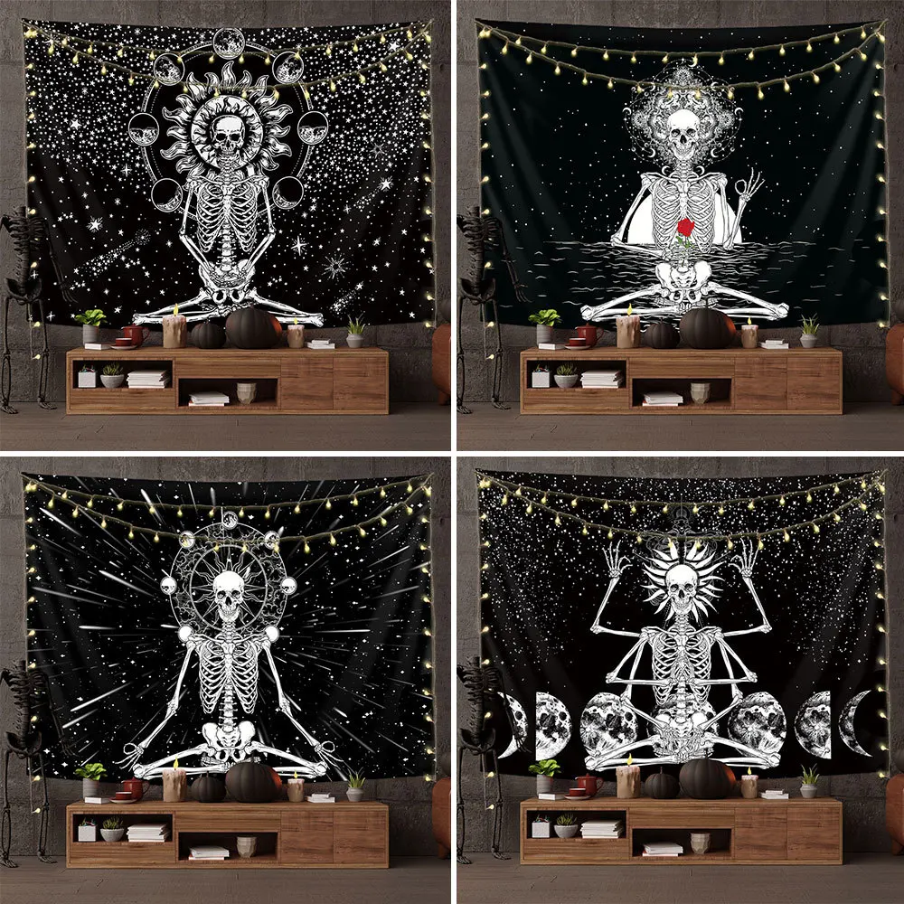 Настенный гобелен в виде черепа украшение стиле хиппи для пляжа ковер с рисунком