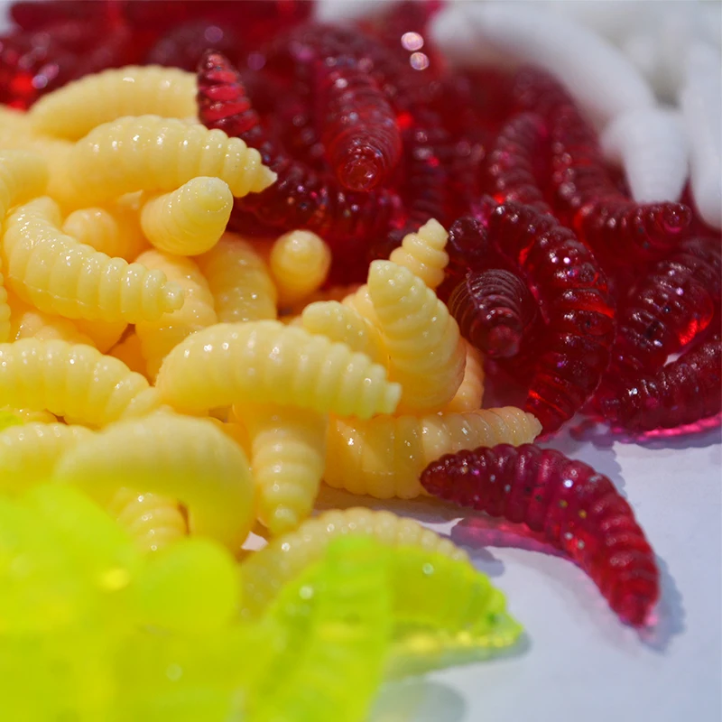 50 шт. 2 см 0,4 г приманка-личинка для рыбалки Grub мягкие приманки запах червей Карп рыболовные приманки для рыб аксессуары