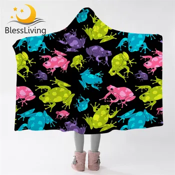 Blessliving Frog Hooded Blanket for Kid Cartoon Animal With Spot Sherpa Fleece Blanket Colorful Wearable Throw Blanket Bedding 1
