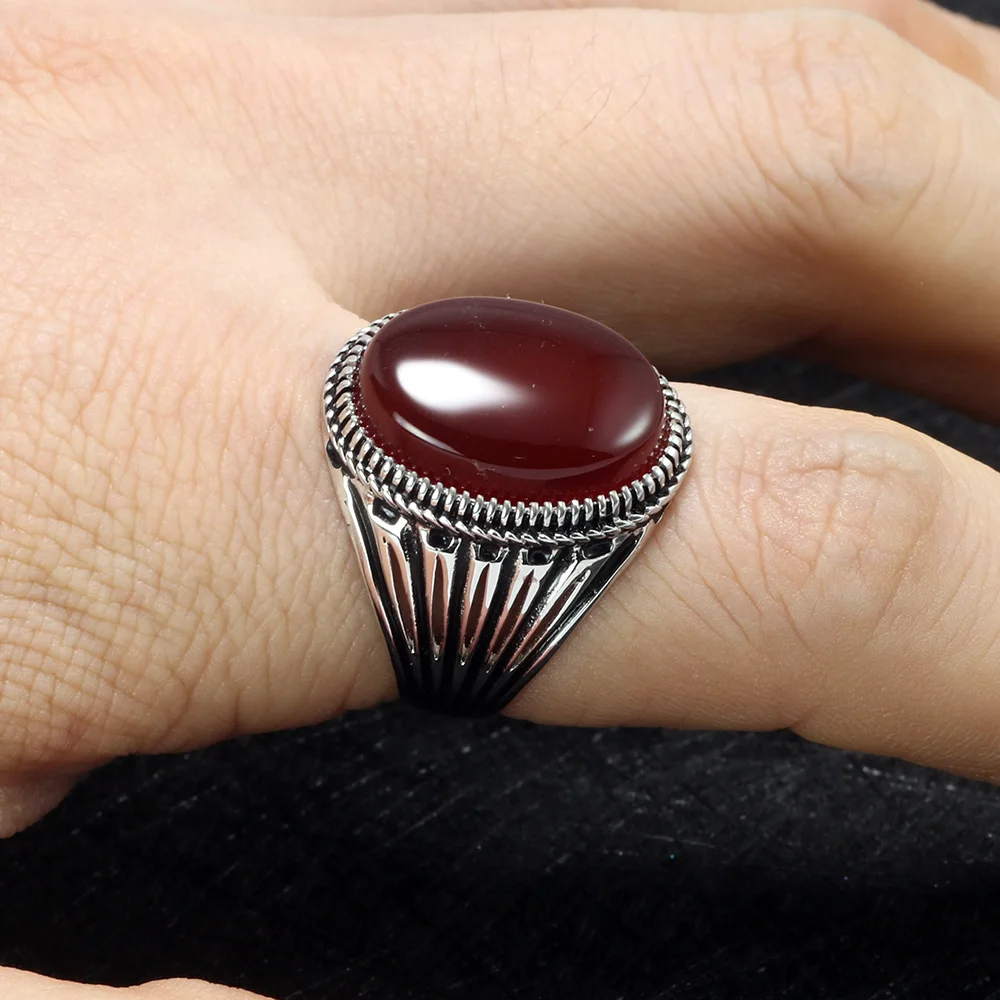 Настоящее чистое 925 пробы Серебряная Турецкая кольца для Для мужчин полые ретро с