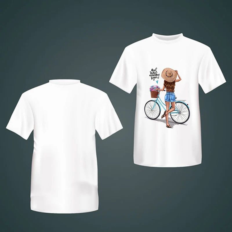 Футболка LUSLOS женская с принтом кавайной девушки милая белая рубашка велосипеда