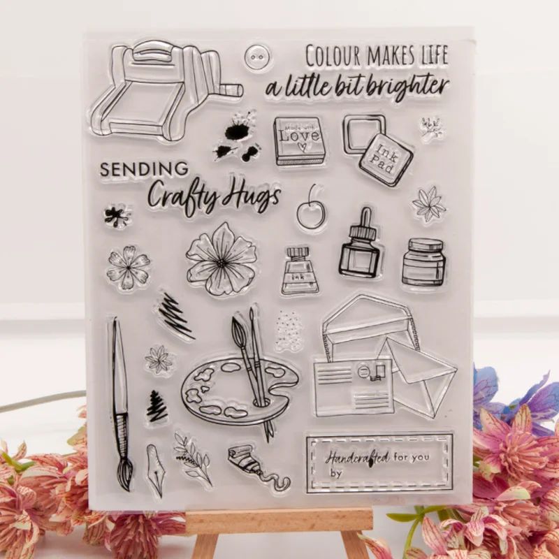 Palette Transparent Clear Silicone Stamp Seal DIY Scrapbooking Rubber Hand Account Photo Album Diary Decor Reusable 14.5*18.5cm  - buy with discount