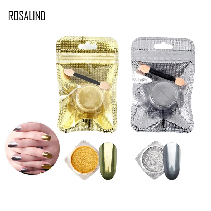 ROSALIND золотой серебряный блеск для ногтей магический зеркальный эффект порошки