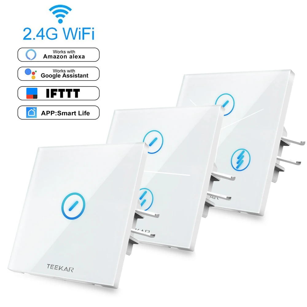 Teekar 1/2/3 настенный светильник сенсорный выключатель Wifi умный стеклянная панель