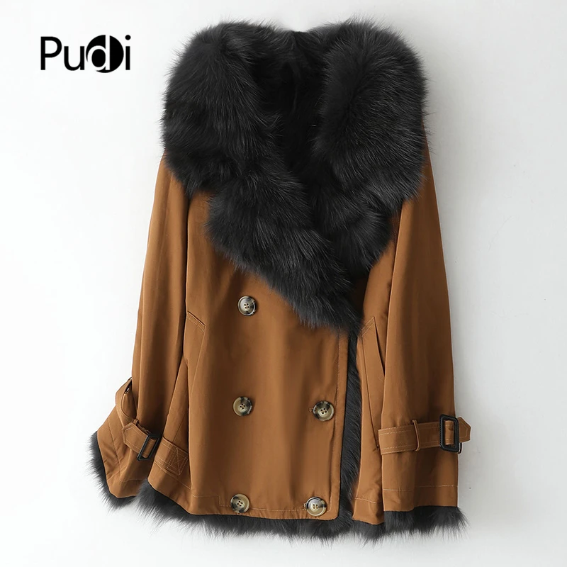 

Women's Winter Warm Natural Fox Fur Coat Lady Female Real Fur Parka Jacket Overcoats A49364