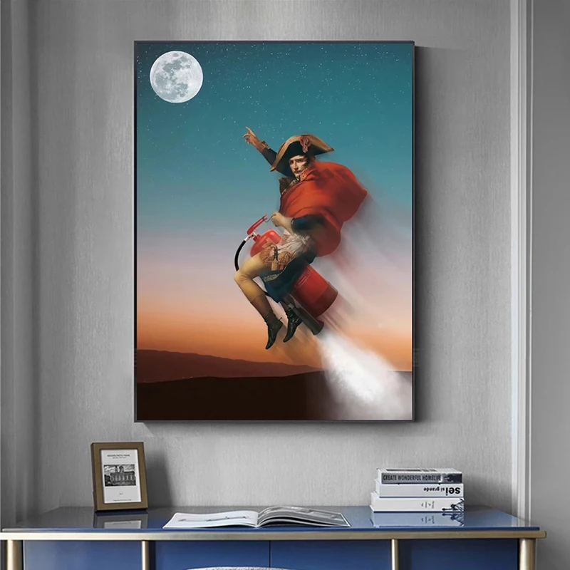Modern Spoof Napoleon Rode Fire Extinguisher Canvas Painting Poster and Print Wall Art Picture for Living Room Home Decor Cuadro | Дом и сад