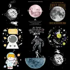 Нашивки сделай сам с космосом астронавтом, нашивки для одежды с утюгом Луна приключения, термонаклейки на одежду, Мультяшные полосы