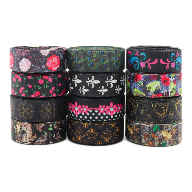 

Корсажные ленты с цветочным принтом, 10 ярдов, 1 дюйм, 22 мм, для бантов для волос «сделай сам», материалы ручной работы Y2020122407