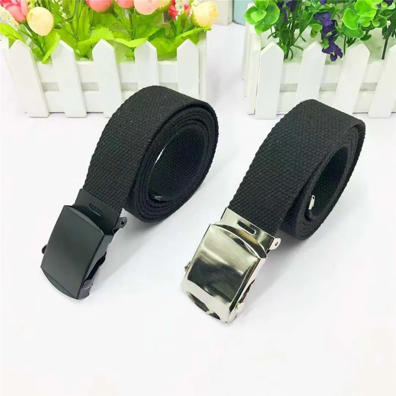 

Casual Canvas Belt Wild Simple Universal Activity Buckle Waist Strap Solid Color Men And Women Culotte Durable Student Waistband